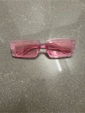 SHEIN Pink Rectangular Transparent Sunglasses